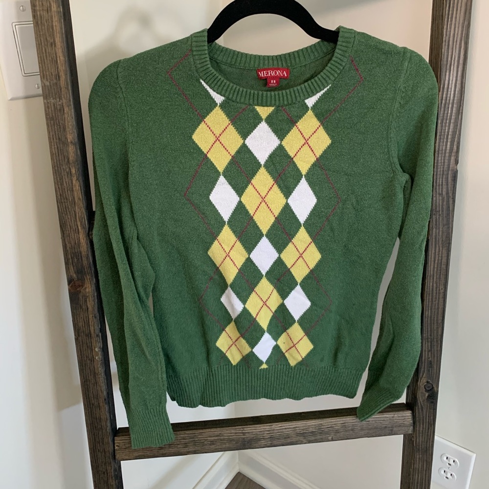 Green and Yellow Argyle Sweater